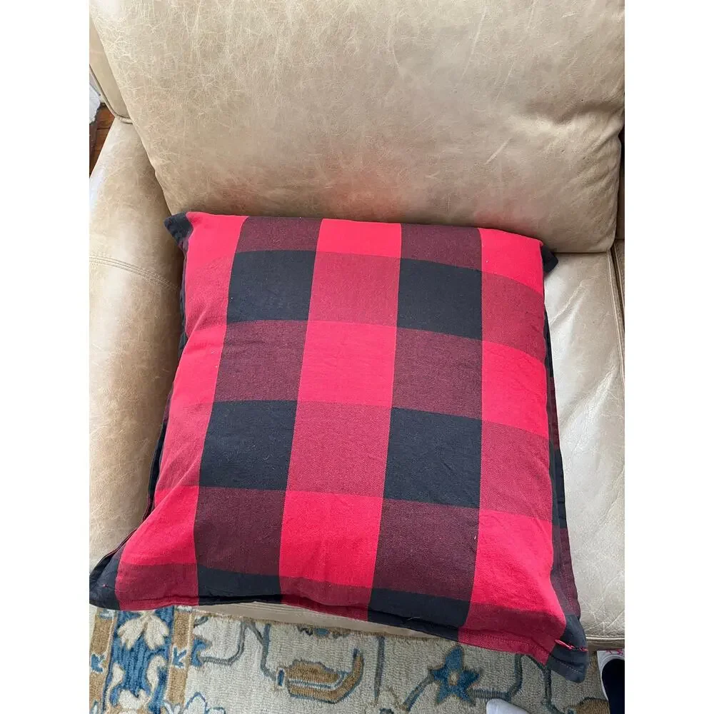 Pottery Barn Holiday Buffalo Plaid Check Pillow Covers Red Black